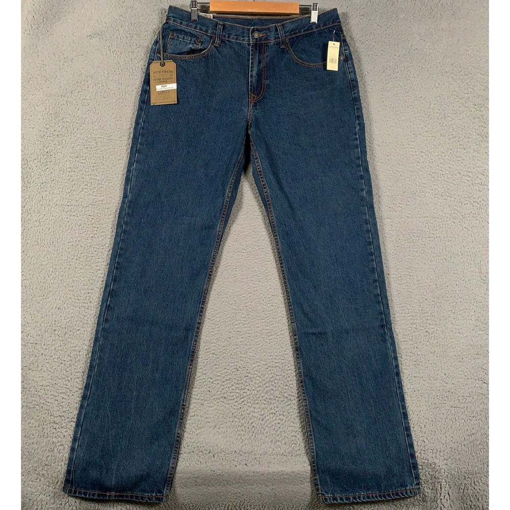 Stetson Modern Straight Leg Jeans Mens 36x38 Blue Denim Western Classic Tall New